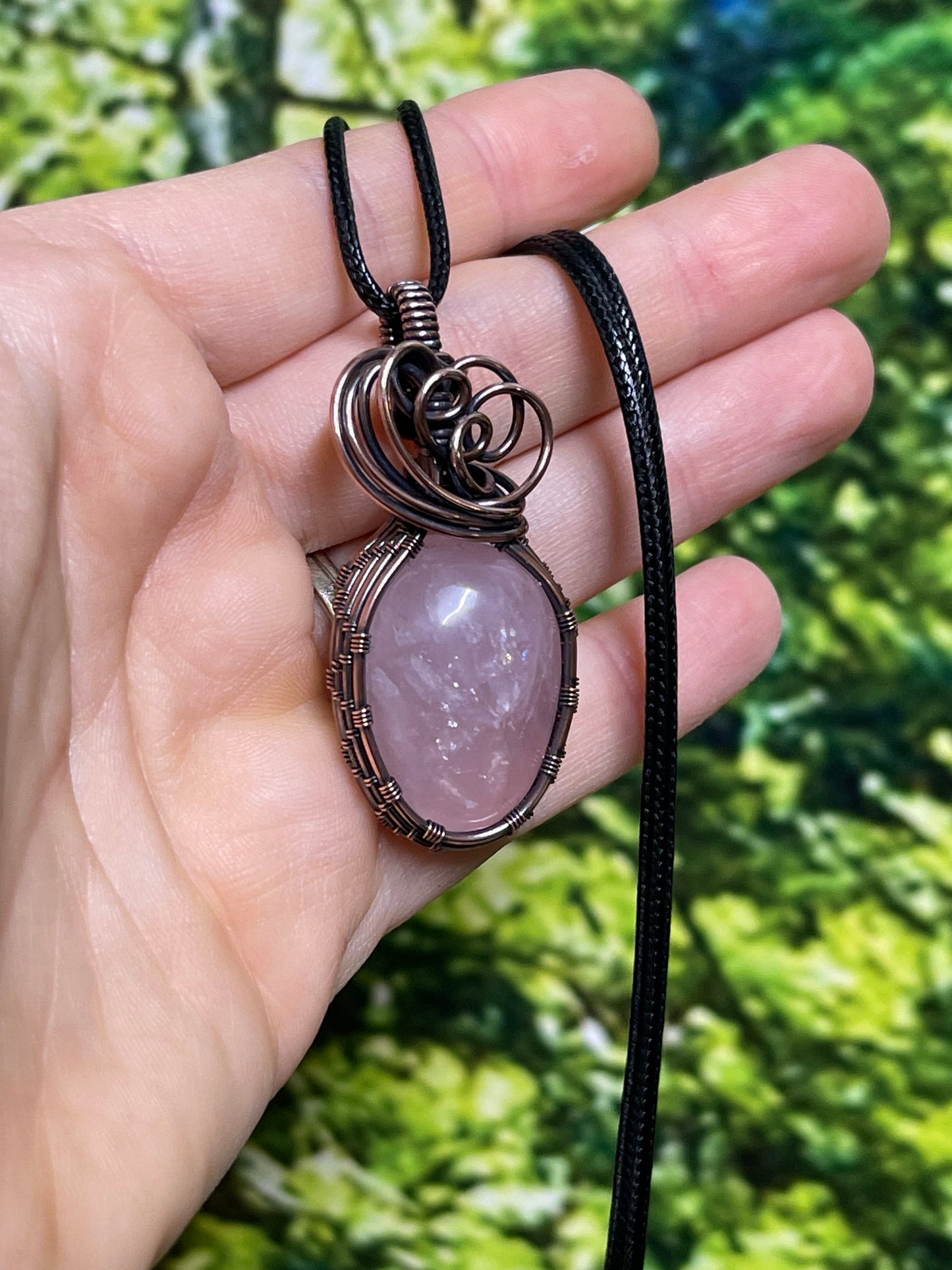 Rose Quartz with Rainbows Pendant