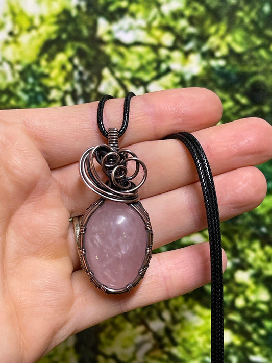 Rose Quartz with Rainbows Pendant