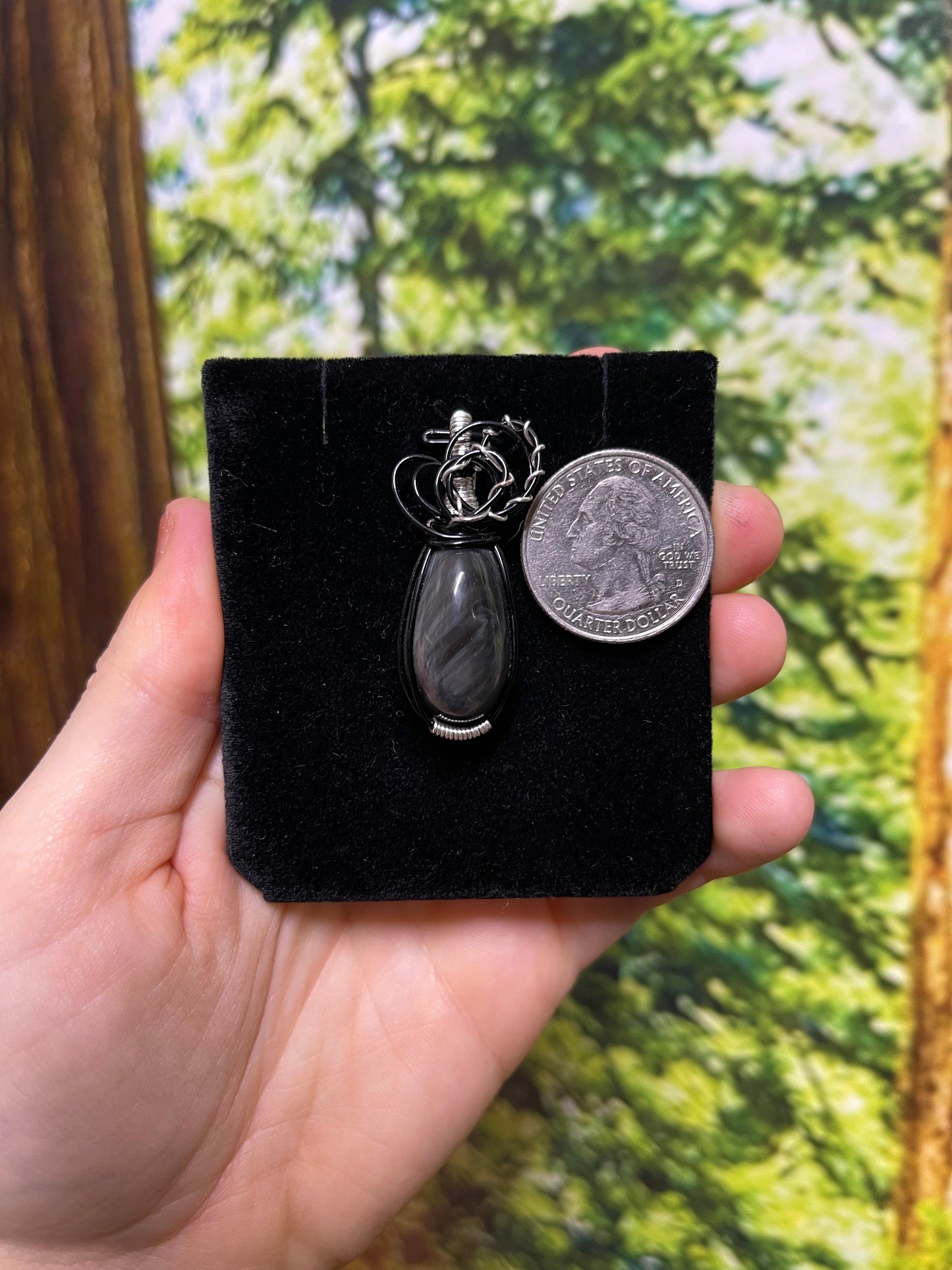 Silver Sheen Obsidian Pendant