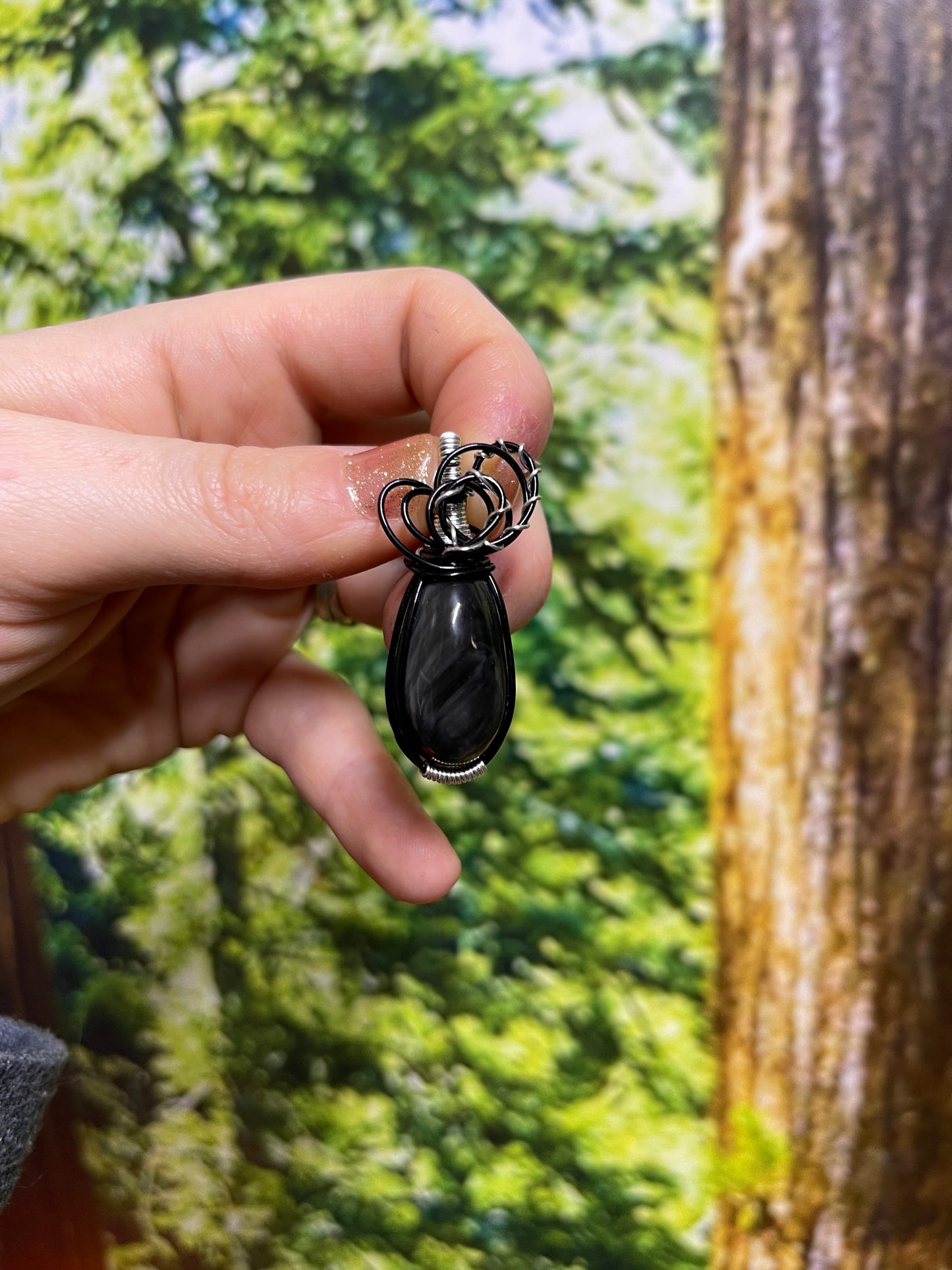 Silver Sheen Obsidian Pendant