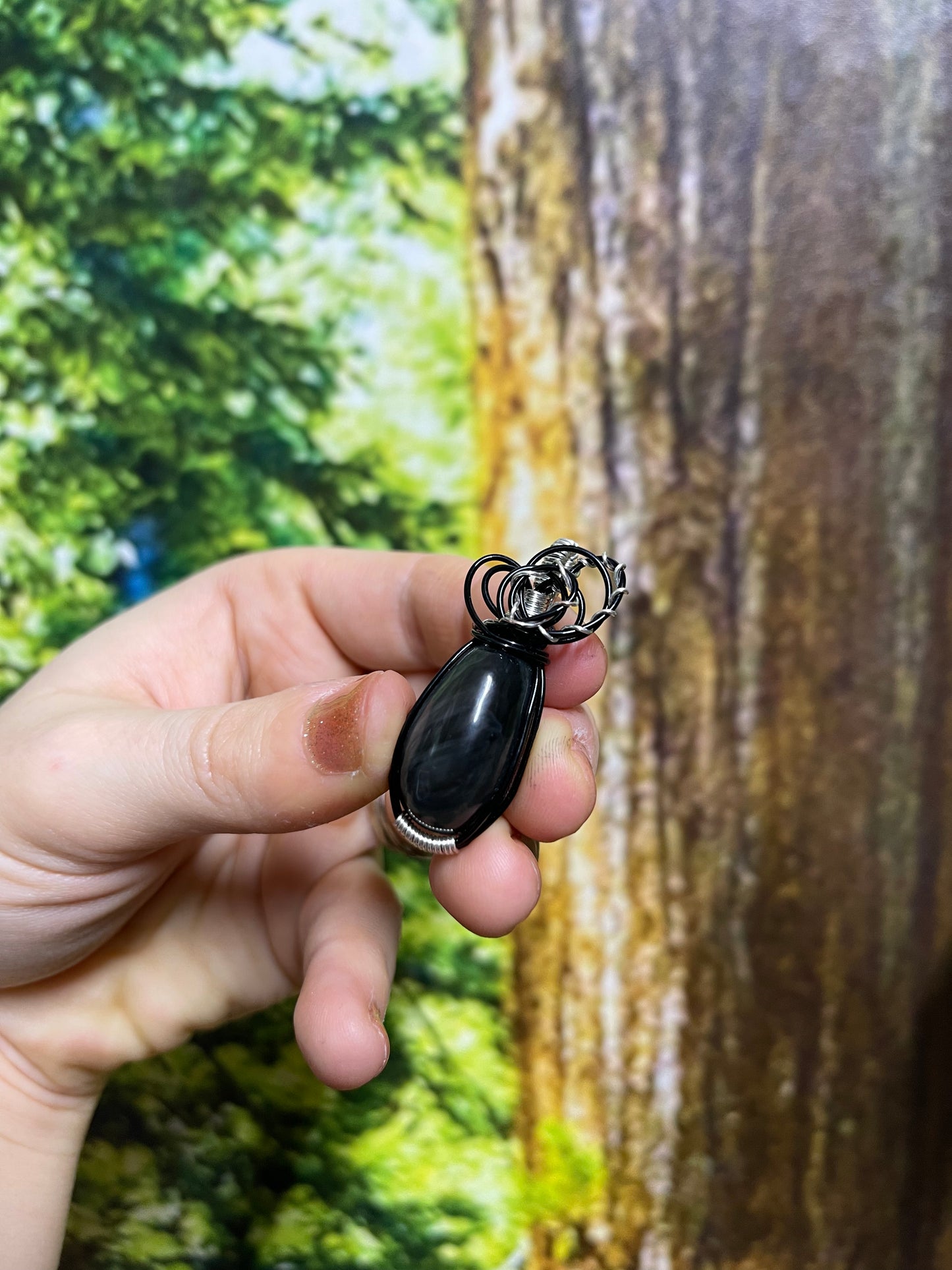 Silver Sheen Obsidian Pendant